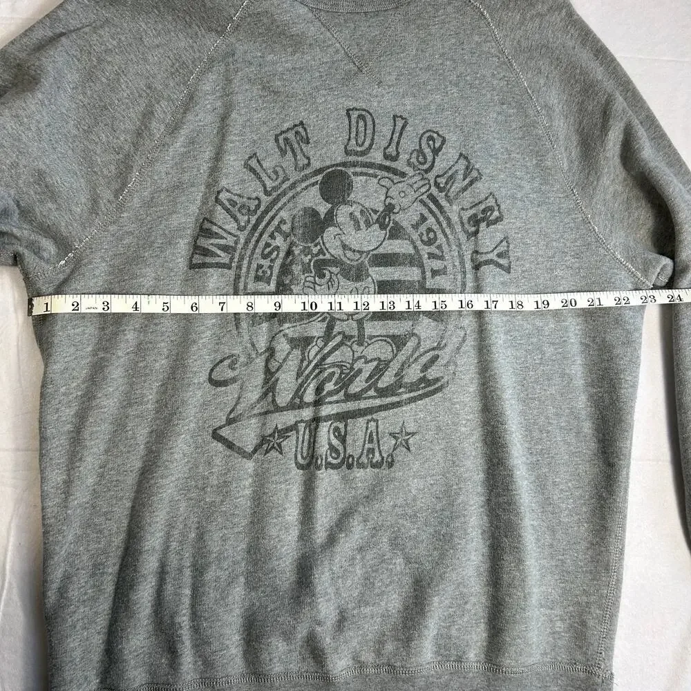 Disney Parks Authentic Original Mickey Mouse Raglan Sweatshirt, Gray, Size Large - Picture 9 of 14